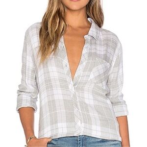RAILS Hunter Button Down Plaid Shirt in Smoke/White